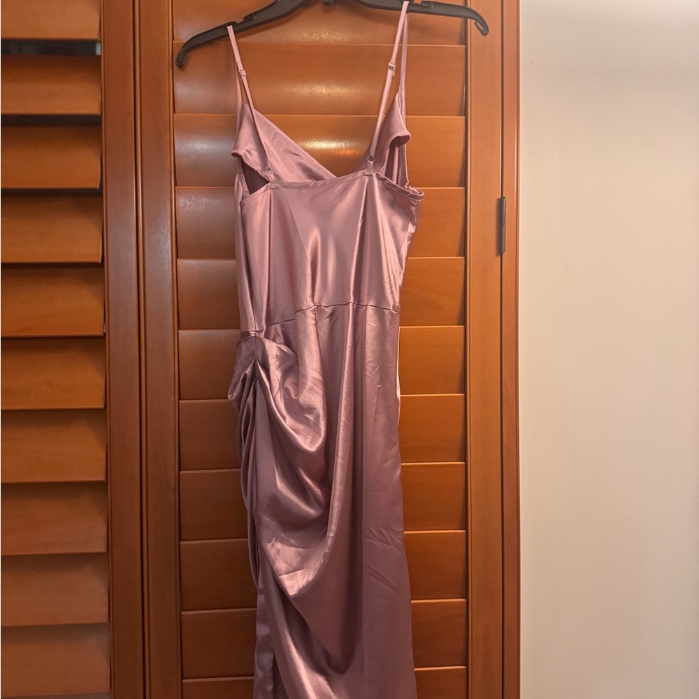 Cider Satin Midi Dress in Lavender